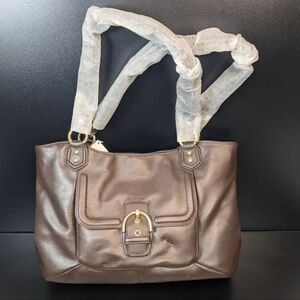 Coach Handbag Campbell Leather Belle Carryall Purse Brass/Mahogany F24961